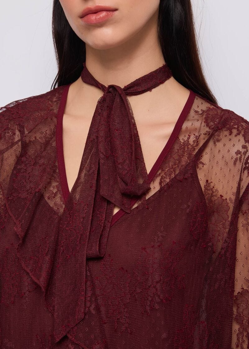 Abito corto da donna con collo a foulard - dettaglio 2