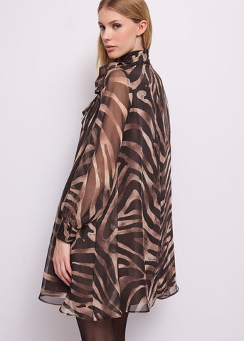 Abito corto da donna con collo a foulard