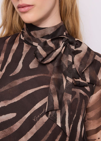 Abito corto da donna con collo a foulard