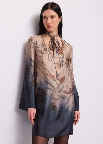 Abito corto da donna con stampa paisley floreale - fronte