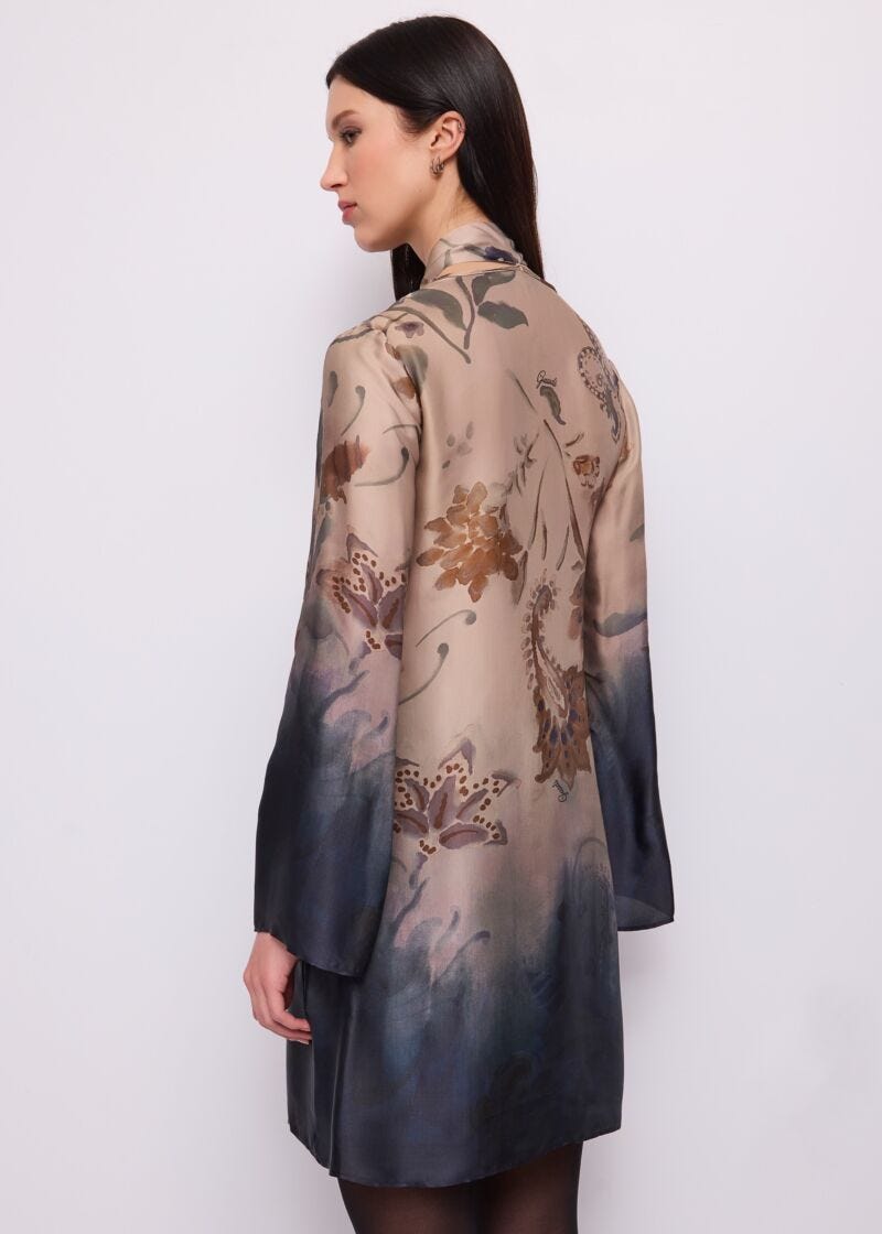 Abito corto da donna con stampa paisley floreale - dettaglio