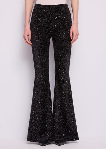 Pantaloni super flare da donna con paillettes