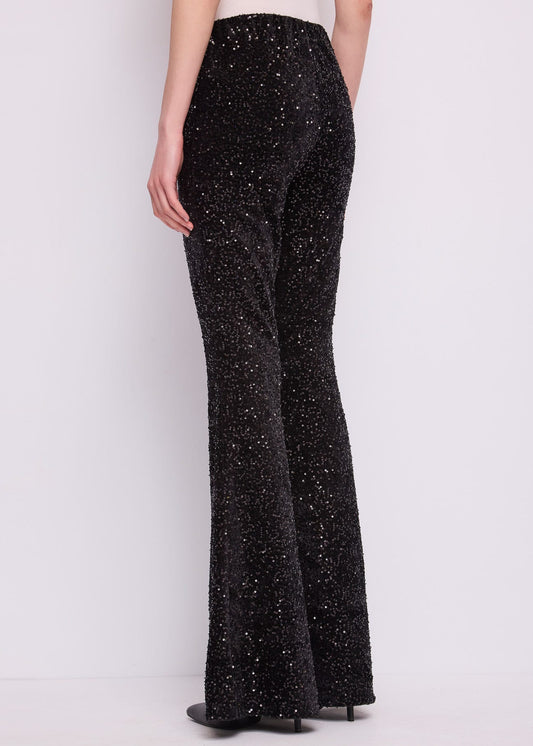 Pantaloni super flare da donna con paillettes