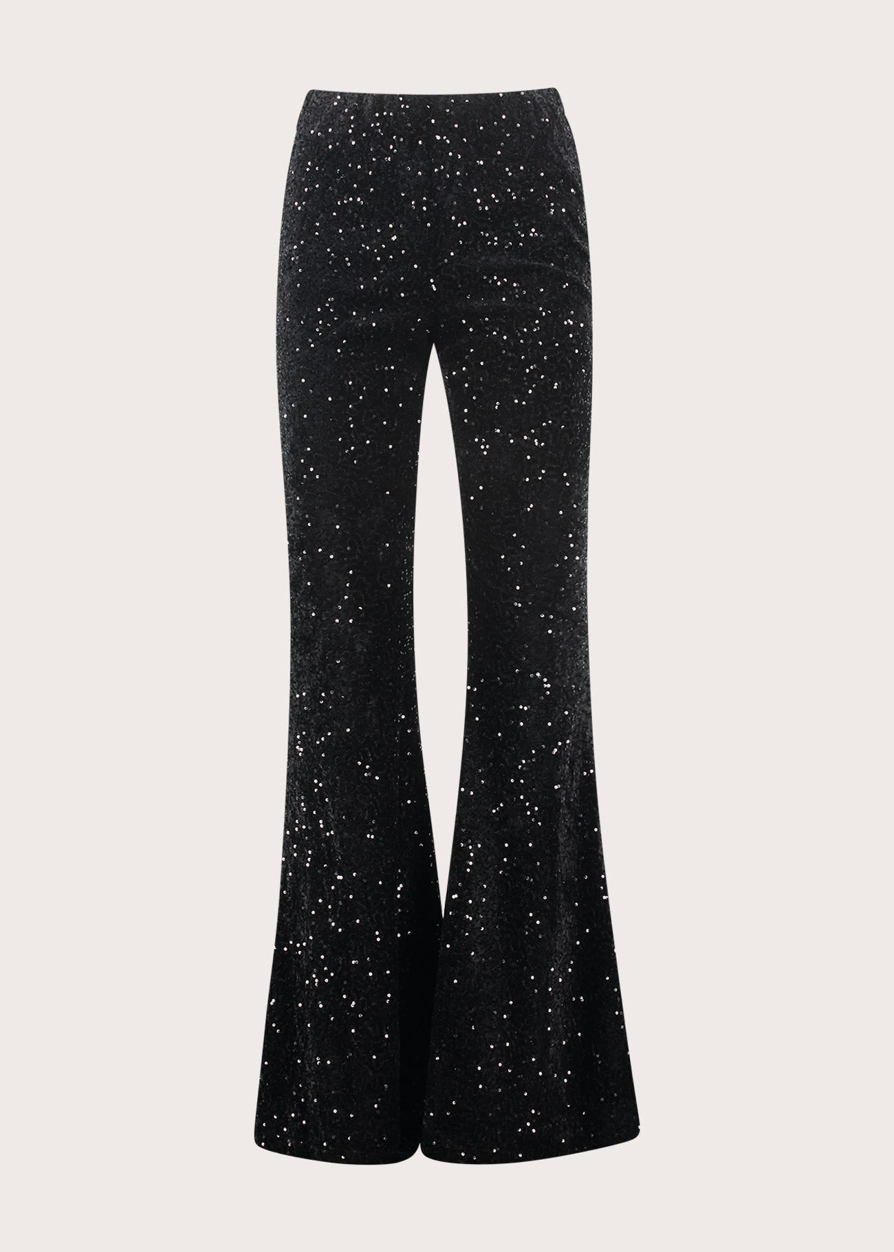 Pantaloni super flare da donna con paillettes