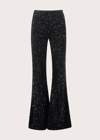 Pantaloni super flare da donna con paillettes