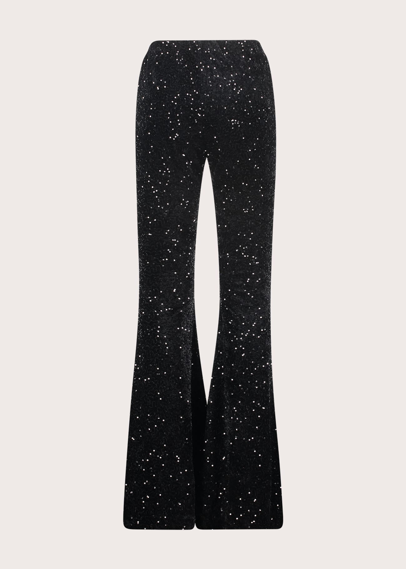 Pantaloni super flare da donna con paillettes