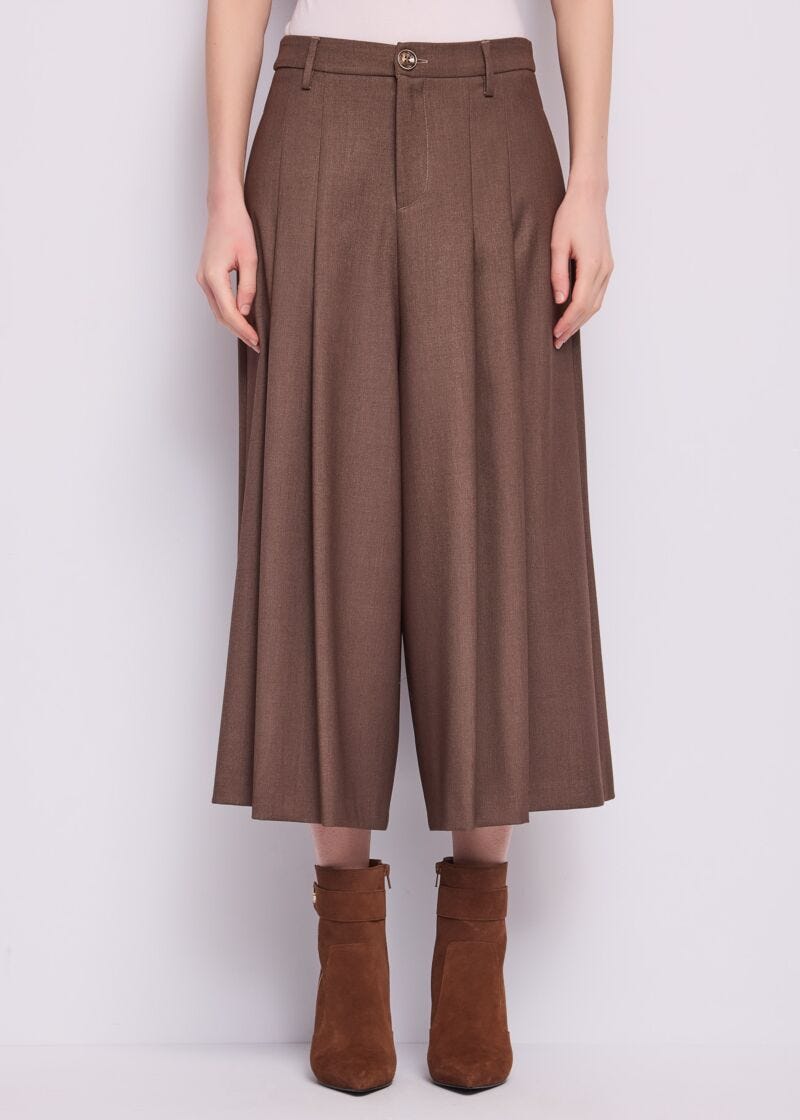 Pantaloni da donna con piega e tasche - fronte