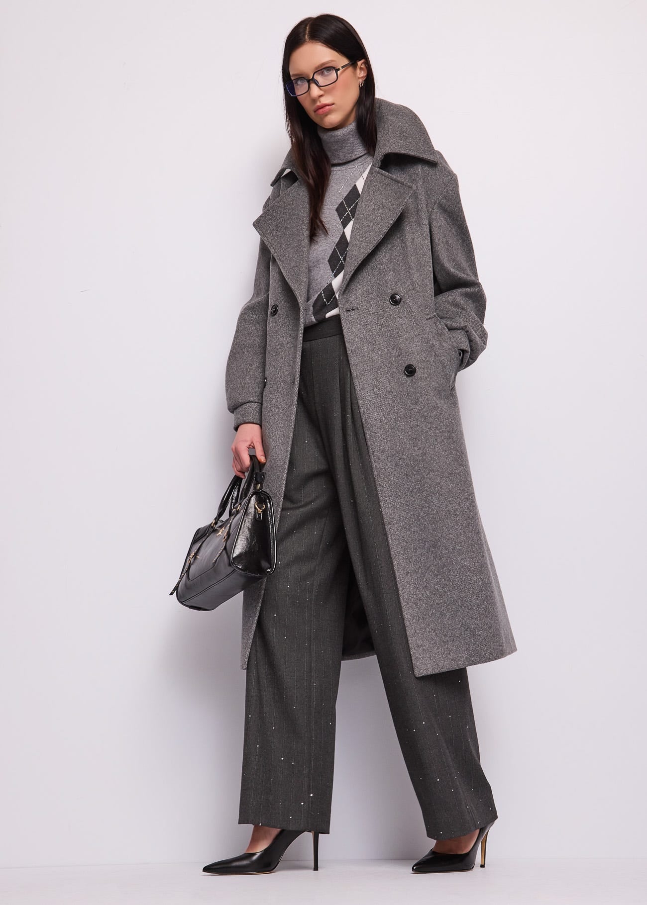 Pantaloni da donna in viscosa gessata