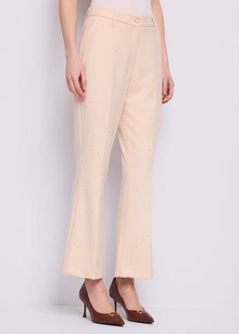 Pantaloni flare cropped da donna con piega
