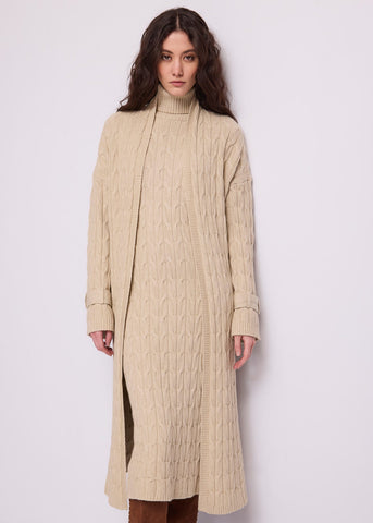 Cardigan da donna in maglia a trecce