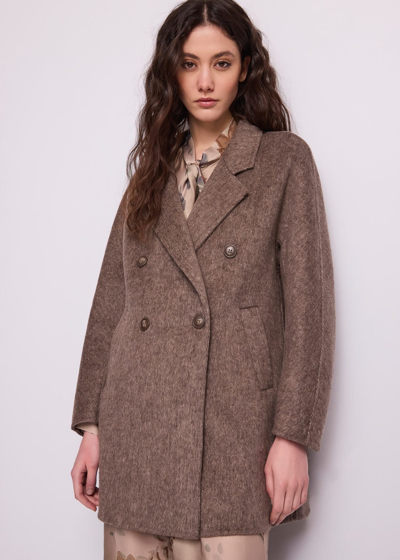 Peacoat doppiopetto da donna in panno