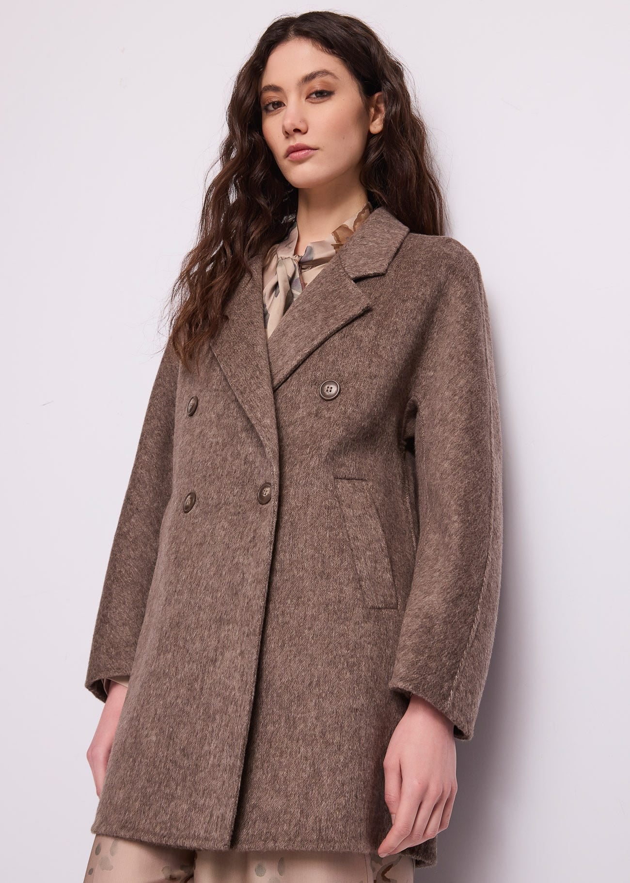 Peacoat doppiopetto da donna in panno