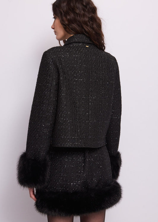 Giacca da donna in bouclé e lurex con bottoni