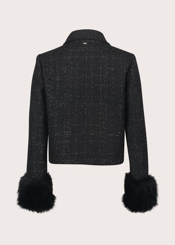 Giacca da donna in bouclé e lurex con bottoni