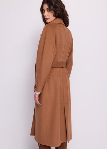 Cappotto doppiopetto da donna con revers e cintura