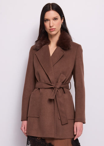Cappotto corto da donna con cintura