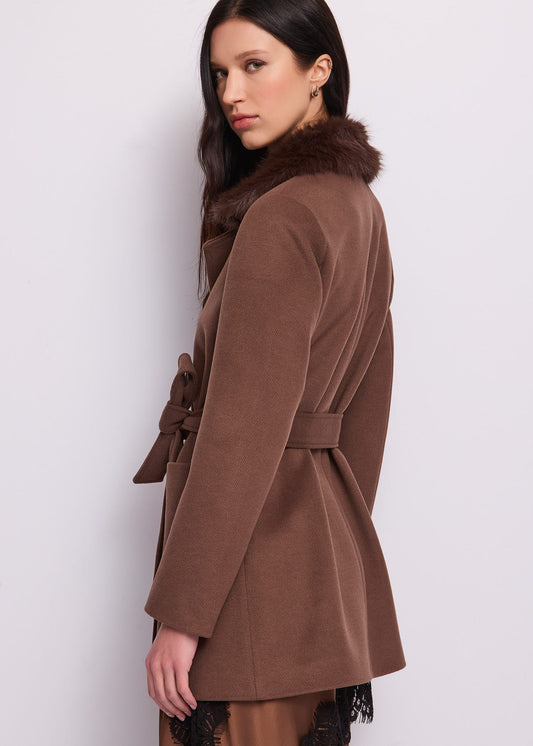 Cappotto corto da donna con cintura