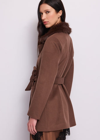 Cappotto corto da donna con cintura