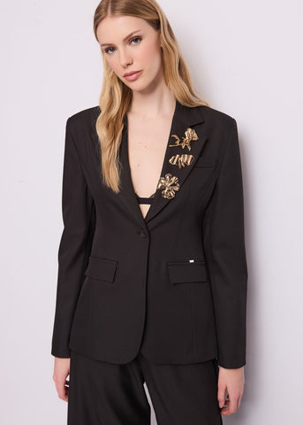 Blazer monopetto da donna con spille