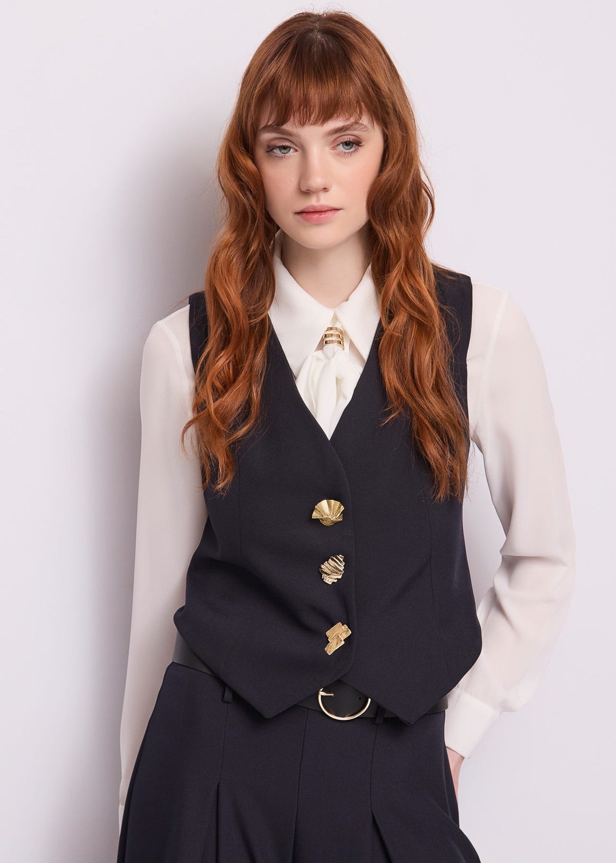 Gilet monopetto da donna con scollo a V