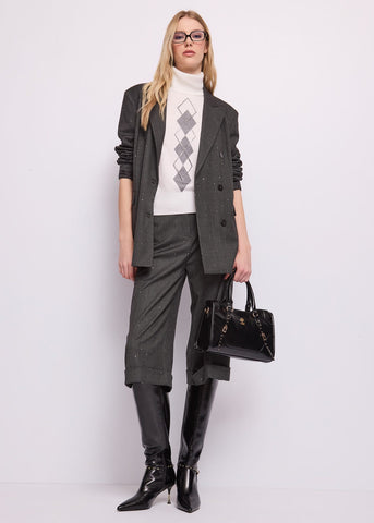 Blazer doppiopetto da donna in viscosa a righe