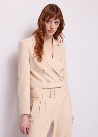 Blazer doppiopetto da donna in viscosa gessata