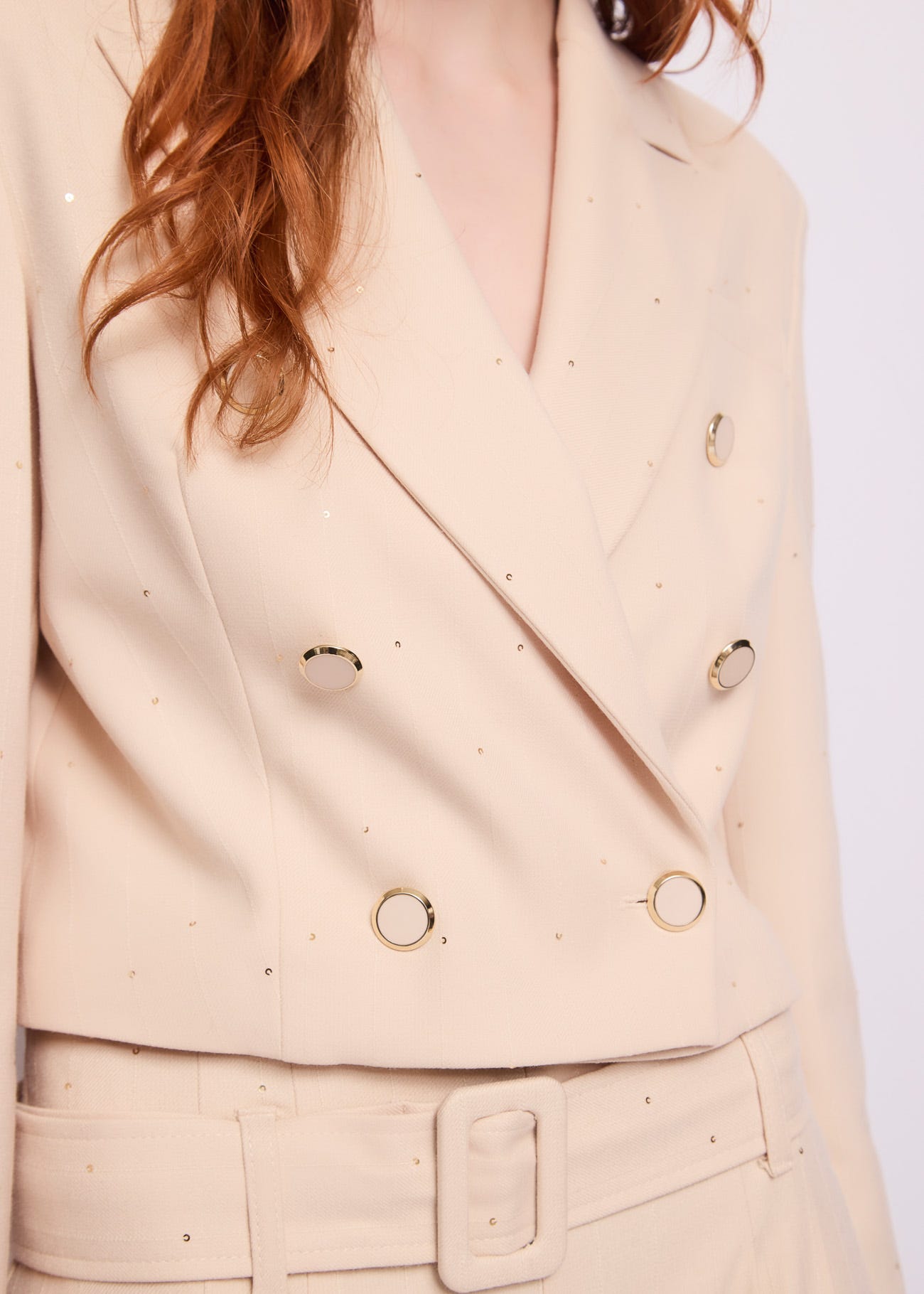 Blazer doppiopetto da donna in viscosa gessata