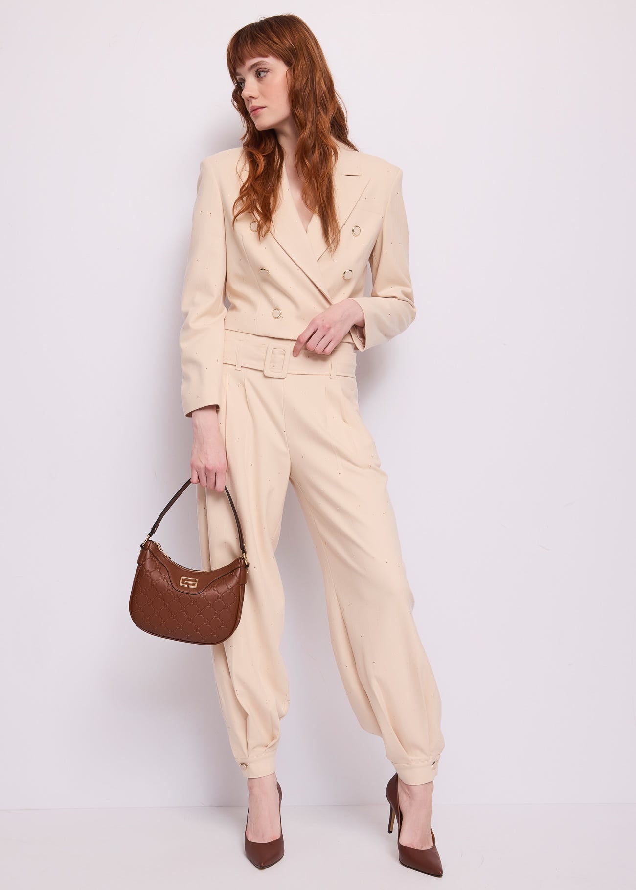 Blazer doppiopetto da donna in viscosa gessata