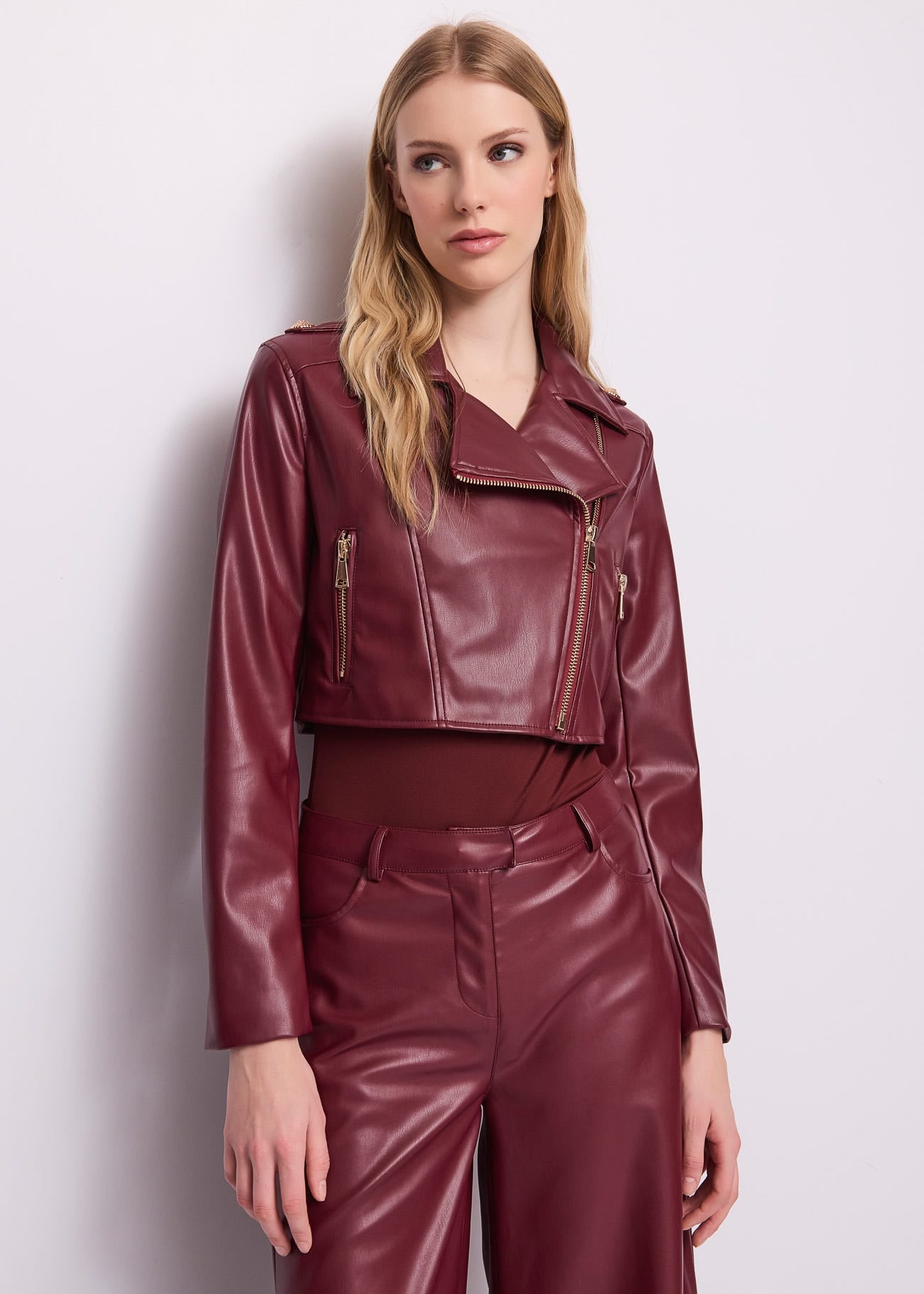 Giacca biker da donna con revers e zip