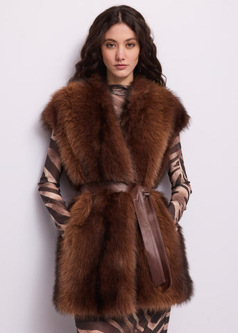 Gilet lungo da donna con cintura