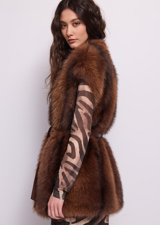Gilet lungo da donna con cintura