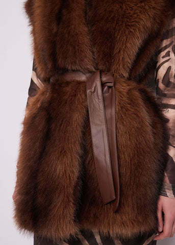 Gilet lungo da donna con cintura