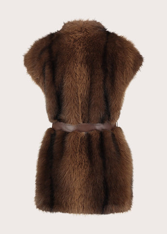 Gilet lungo da donna con cintura