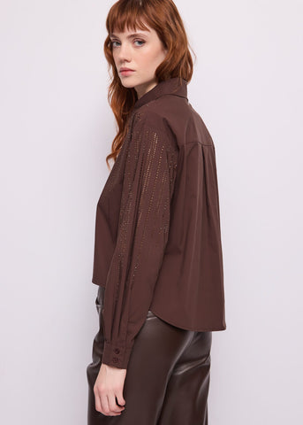 Camicia da donna in popeline con mini borchie