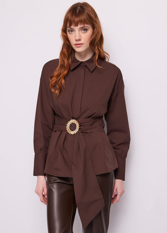 Camicia da donna in popeline con fibbia