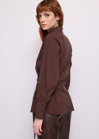 Camicia da donna in popeline con fibbia