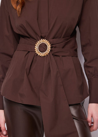 Camicia da donna in popeline con fibbia