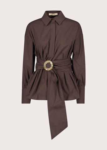 Camicia da donna in popeline con fibbia