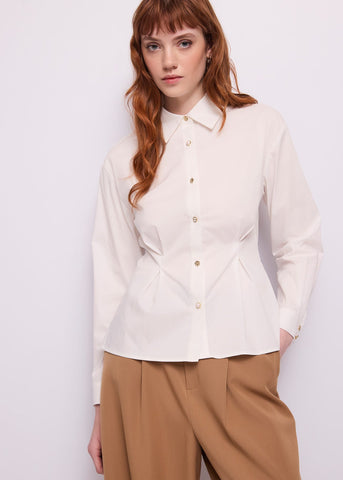 Camicia da donna in popeline con bottoni gioiello