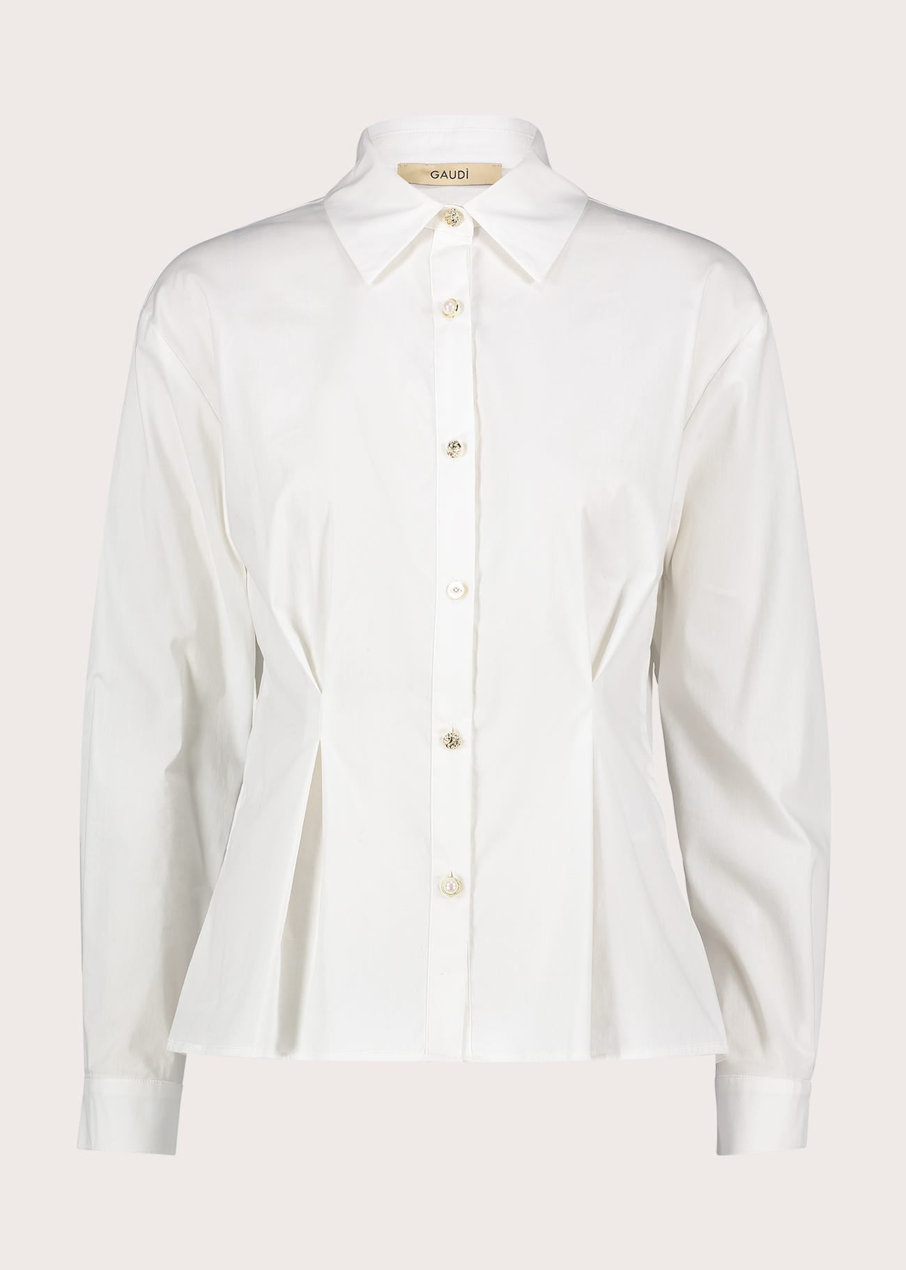 Camicia da donna in popeline con bottoni gioiello