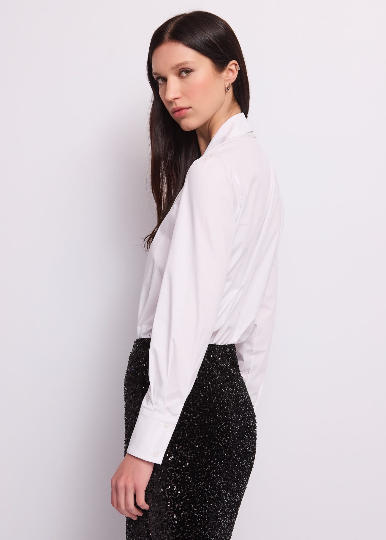 Body da donna con revers e strass