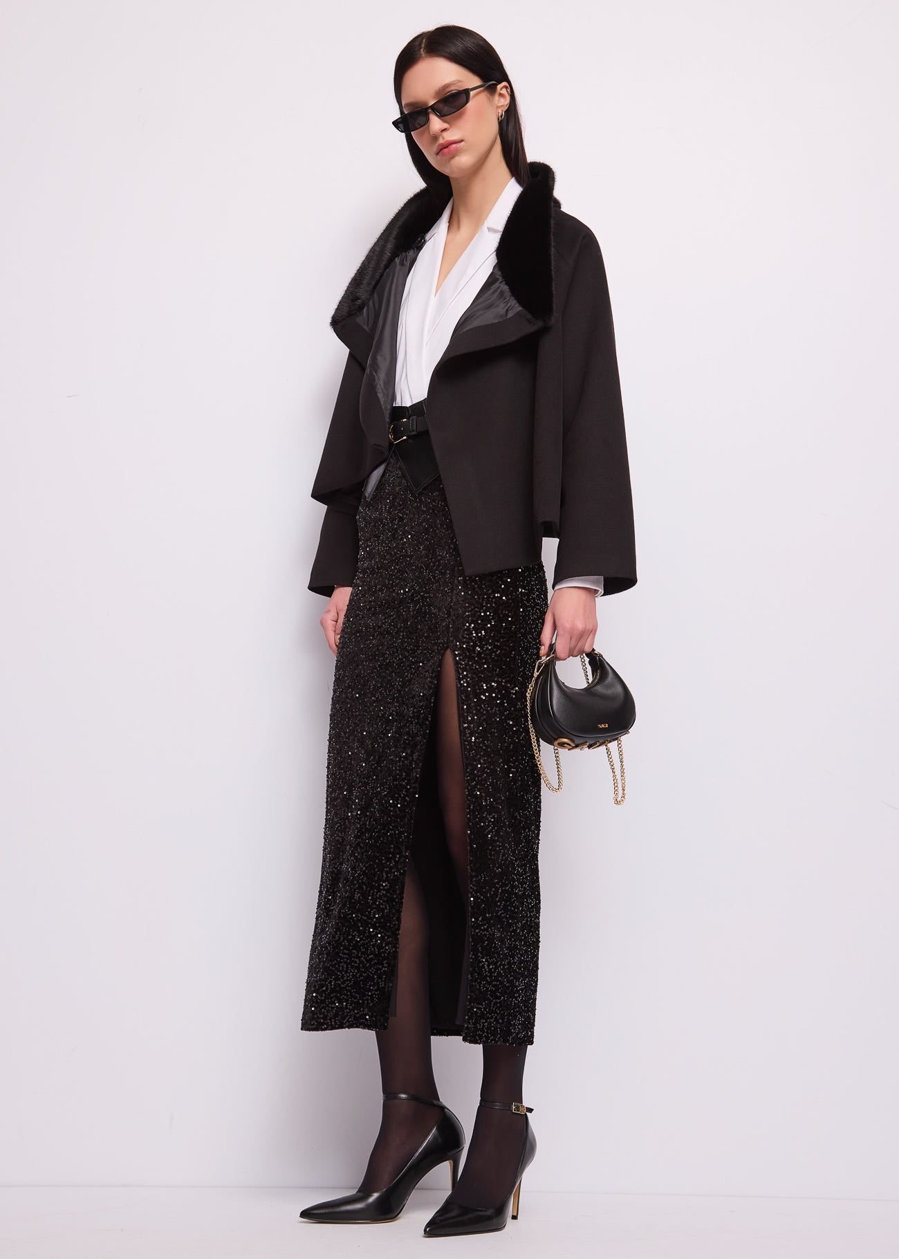 Body da donna con revers e strass