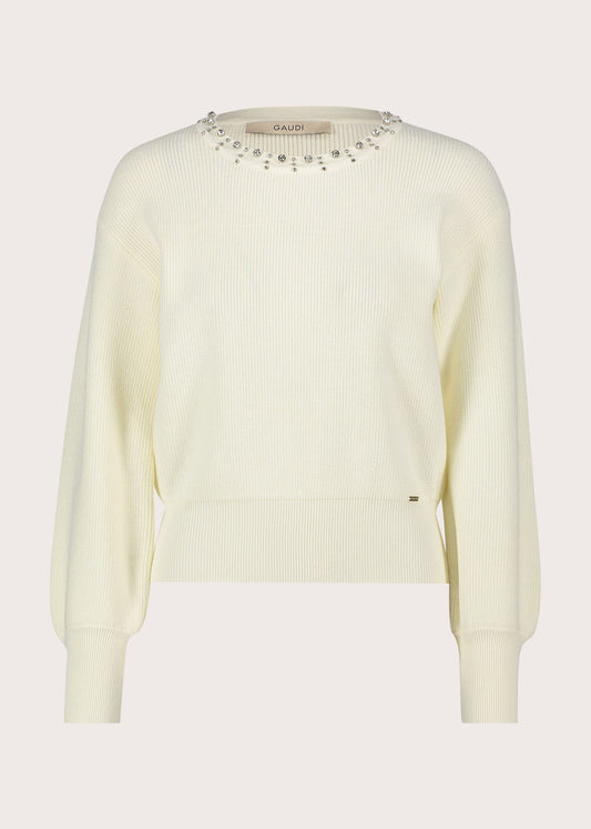 Maglia girocollo da donna con strass