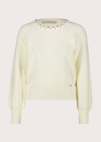 Maglia girocollo da donna con strass