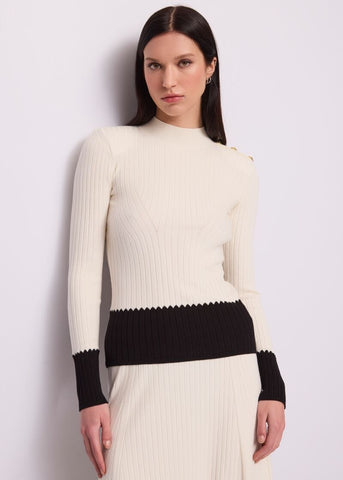 Maglia da donna con collo alto e bottoni - fronte