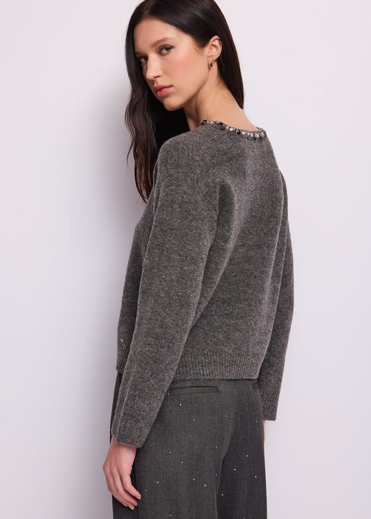 Maglia da donna con strass e paillettes