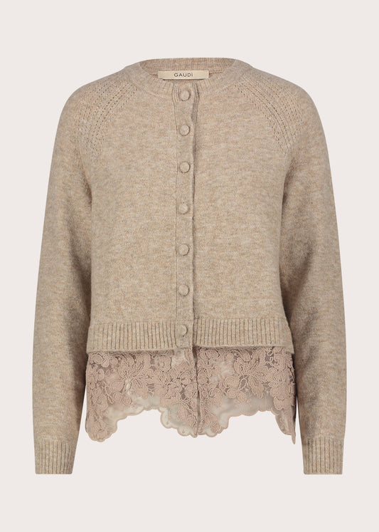 Cardigan girocollo da donna in filato