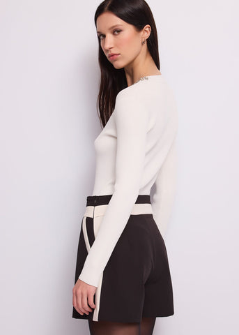 Maglia da donna con scollo a V e strass