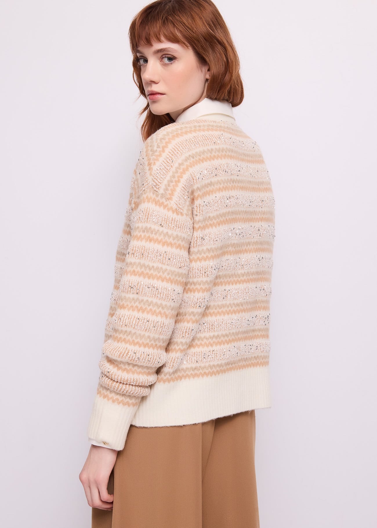 Cardigan a righe da donna con paillettes