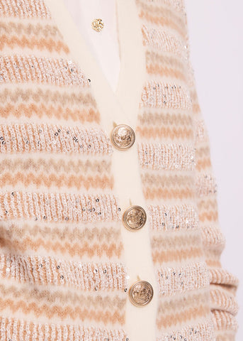 Cardigan a righe da donna con paillettes